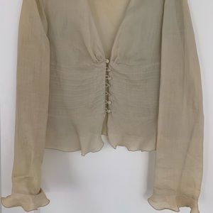 Giorgio Armani Rami cotton, size 48 (US 12/14) cream blouson. Made in Italy